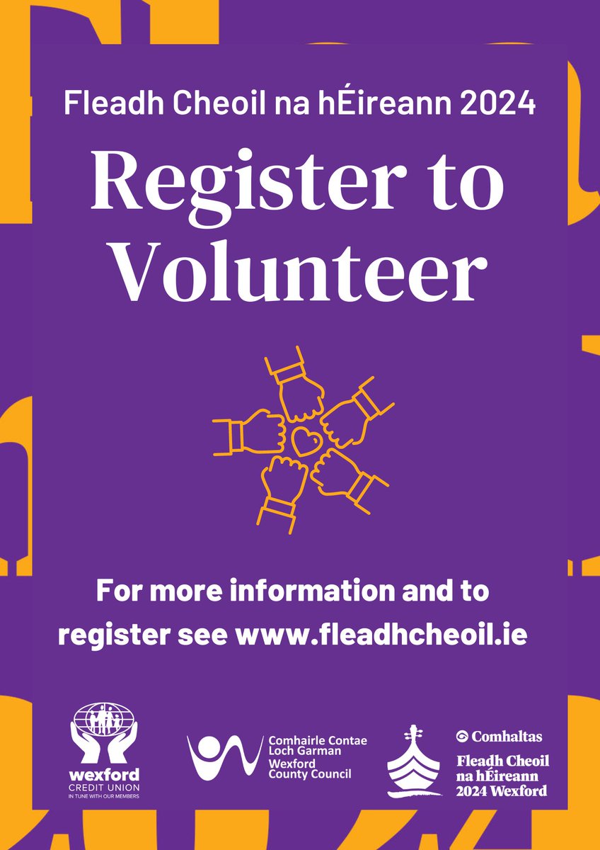 Have you registered to volunteer in the Fleadh Cheoil na hEireann 2024. Check out fleadhcheoil.ie to register and for more information. #FleadhCheoil #Wexford