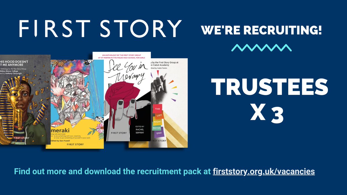 📢We are seeking 3 new trustees to join our board. We're particularly interested in recruiting trustees with marketing & communications experience, knowledge of secondary education and the English curriculum, and philanthropy. Find out more and apply: firststory.org.uk/vacancies/