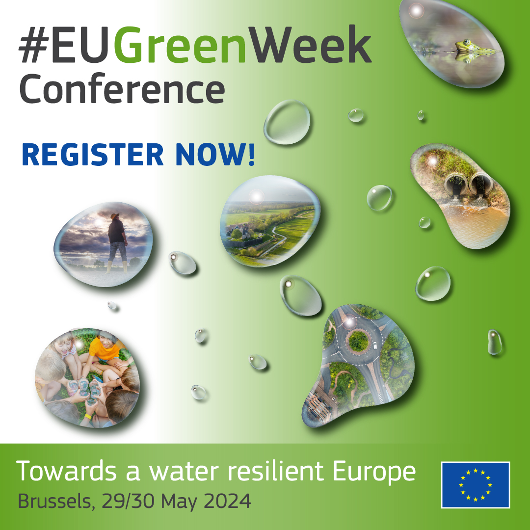 📢 Registrations for the #EUGreenWeek 2024 Conference are open! Secure your spot to join the conversation with policymakers, NGOs, businesses, academia, and citizens to explore solutions and strategies to become a more #WaterWiseEU Register NOW 👉 europa.eu/!MkYwkk