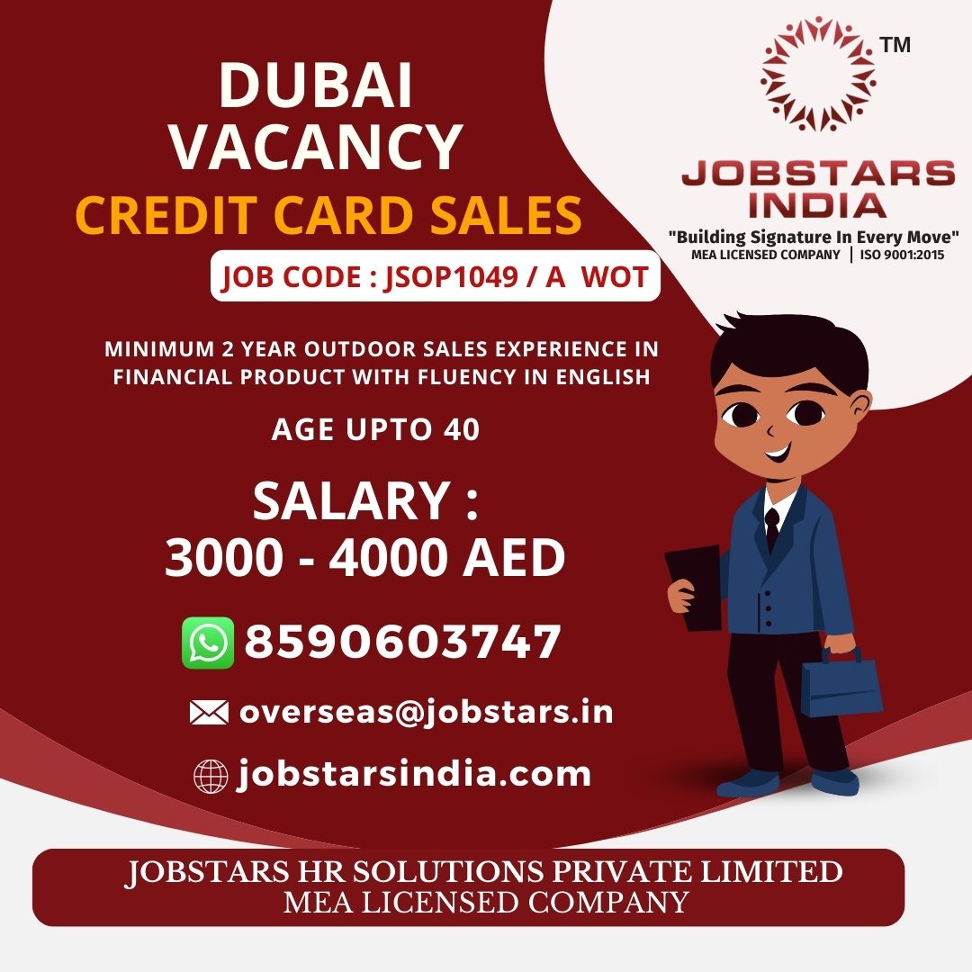 #overseasjobs #overseas #abroad #abroadjobs #jobs #jobstars #jobstarsindia #jobstarshrsolutionspvtltd #jobseekers #jobsearch #jobalert #jobopening #dubai #DubaiJobs #dubaijobseekers #sales 
APPLY NOW VIA WHATS APP +918590603747 OR MAIL CV TO OVERSEAS@JOBSTARS.IN