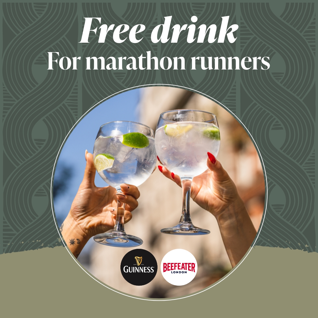 Completing the UK’s most famous run is thirsty work, so, we're offering anyone who finishes the mammoth 26.2 mile run a drink on the house! 🏅 Just bring your medal and finishing score to any participating #GreeneKingpub, and we’ll treat you to a #freedrink