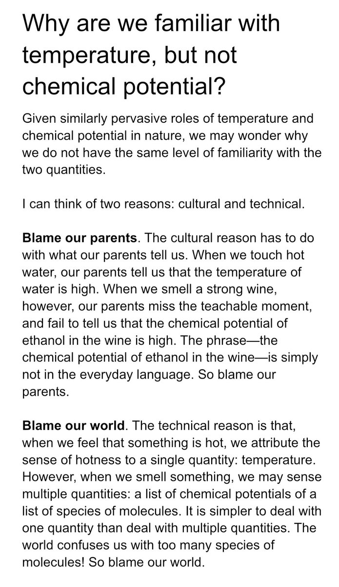 Why are we familiar with temperature, but not chemical potential?