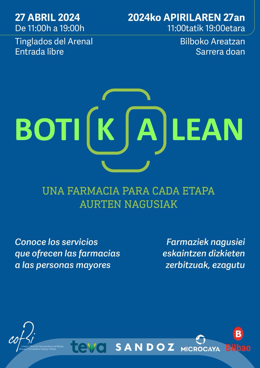 COFBizkaia's tweet photo. 📣 El próximo sábado 27 de abril celebraremos la jornada “BOTI KA LEAN” en los Tinglados de El Arenal, de 11h a 19h, dirigida, en esta primera edición, a las  personas mayores.

¡Anímate y acude el próximo sábado!

#COFBi #BOTIKALEAN https://t.co/krDyvuP8E1
