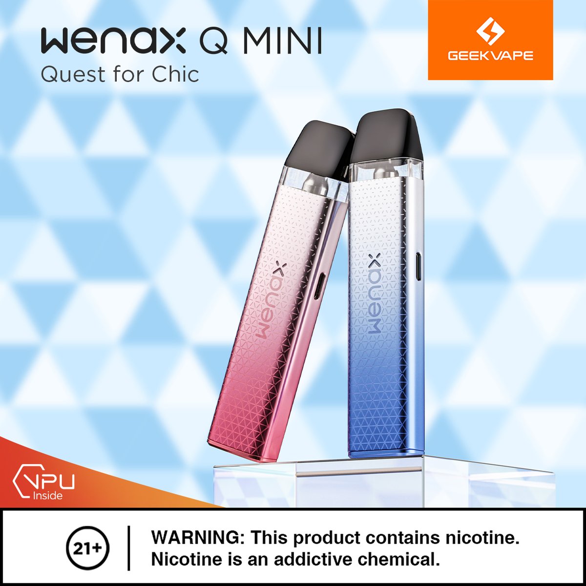 Experience the captivating hues of Gradient Blue and Gradient Pink with the stylish Wenax Q Mini. Elevate your vaping style with these stunning new colors!🍨 #geekvape #geekvp #geekvapetech