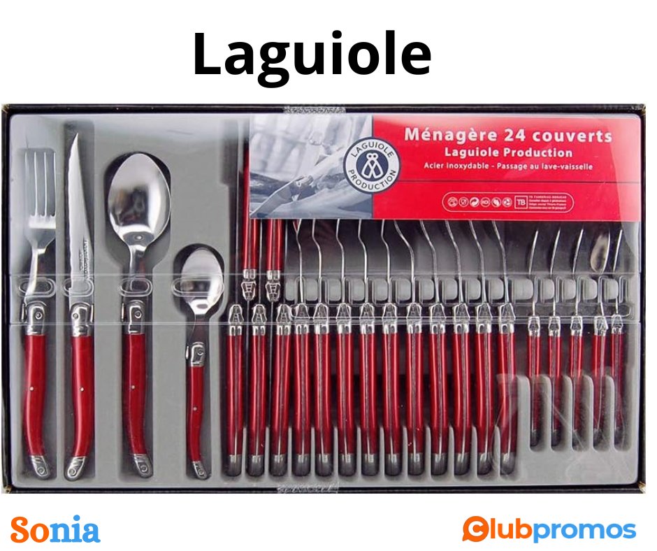 Clubpromos's tweet image. Vue à 20,79€ 🔥 Laguiole Production - Ménagère 24 pièces inox pour 6 personnes, présentée en coffret cadeau. Élégance à votre table! HOP 👉 bit.ly/3Um6E6j 

#bonplan #Amazon #Laguiole