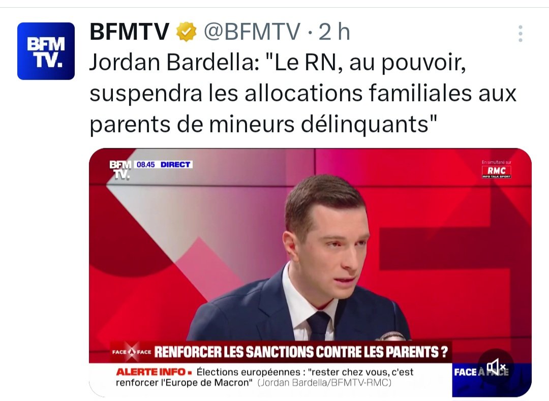 Rappelons que Marine Le Pen, (peut-être) son père, le RN et la direction du parti des années 2010, soupçonnés de détournement de fonds européens, seront jugés du 30 septembre au 27 novembre 2024 par le tribunal correctionnel de Paris. Mais ça c'est la bonne délinquance, hein !