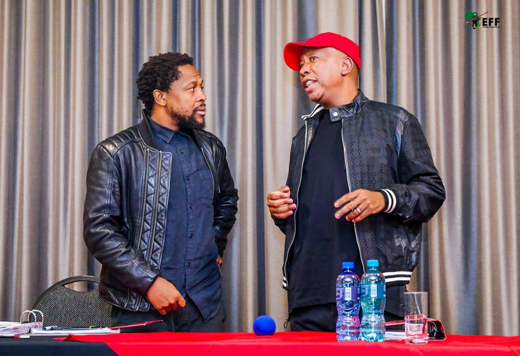 [IN PICTURES]: President @Julius_S_Malema arriving at the EFF Gauteng PETF meeting this morning. We are preparing for the total victory, so that we can save South Africa from the vicious cycle of underdevelopment, underperformance and incompetent, directionless, and visionless