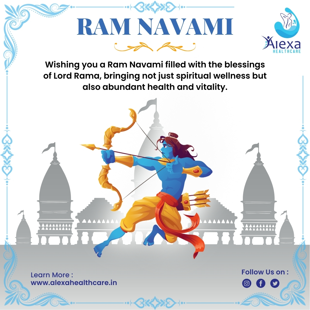 Wishing you a Ram Navami filled with the blessings of good health, inner peace, and prosperity. May you walk the path of wellness just as Lord Rama did. 
#RamNavami #DivineBlessings #LordRama #FestivalOfHealth #HealthAndHarmony #DivineStrength #SpiritualWellness #BlessingsOfRam