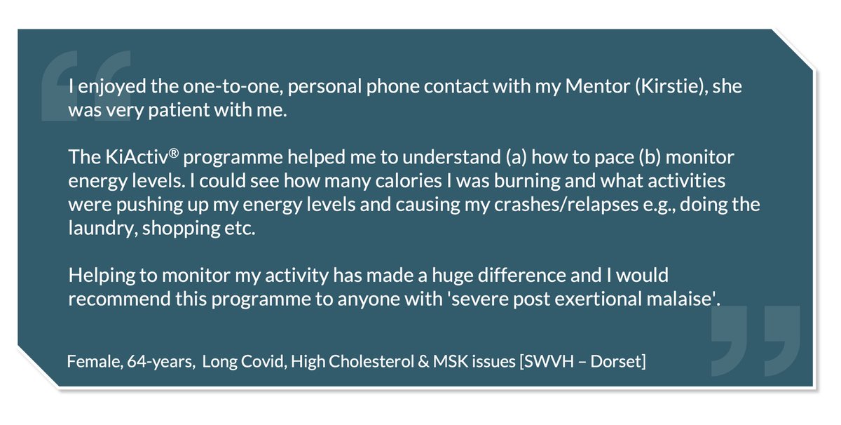 KiActiv (@kiactiv) on Twitter photo It’s always the people we support who can best describe the value and benefits of our service! Here’s another example from an individual referred by <a href="/DorsetPCS/">Dorset Post Covid Service</a>
We’re continuing to grow access for people with long covid through NHS services and testimonials like this show why! It’s always the people we support who can best describe the value and benefits of our service! Here’s another example from an individual referred by <a href="/DorsetPCS/">Dorset Post Covid Service</a>
We’re continuing to grow access for people with long covid through NHS services and testimonials like this show why!