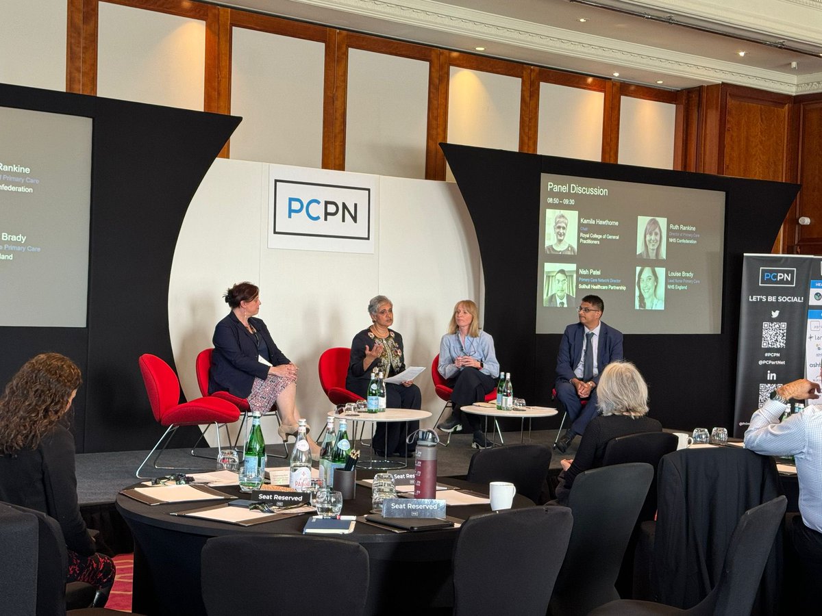 Doc_Natasha's tweet photo. @SolihullHP’s very own Dr Nish Patel - PCN CD and Executive Partner discussing all things Access in Primary Care with @NHSConfed @rankine and @rcgp’s Kamila Hawthorne, @hssood at the PCNP conference 
#pcnp #primarycare #access https://t.co/wmnleJ6d1I