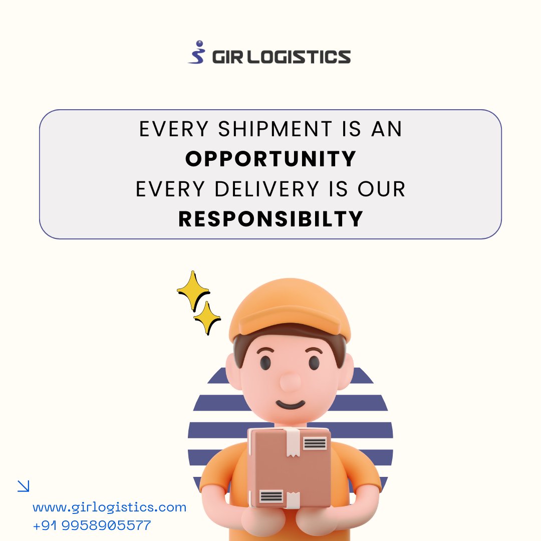 GIR_Logistics's tweet image. If we see an opportunity, our next step is always the responsibility.
𝐆𝐈𝐑'𝐬 𝐫𝐞𝐬𝐩𝐨𝐧𝐬𝐢𝐛𝐢𝐥𝐢𝐭𝐲 is to guarantee timely and reliable delivery to the customer.

#freightdelivery #FASTLogistics #overindiadelivery #exportcompany #freightservices #fastdelivery