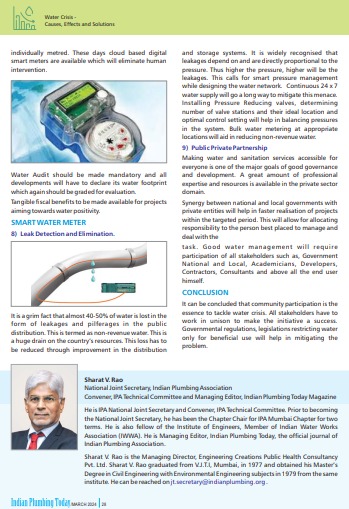 Facing the stark reality of #waterscarcity head-on.  The #watercrisis is real & its effects are felt now more than ever. Sharat V Rao, Joint Secretary of the sheds light on the pressing issue & possible solutions in their latest article #watersolution #watermanagement #measure