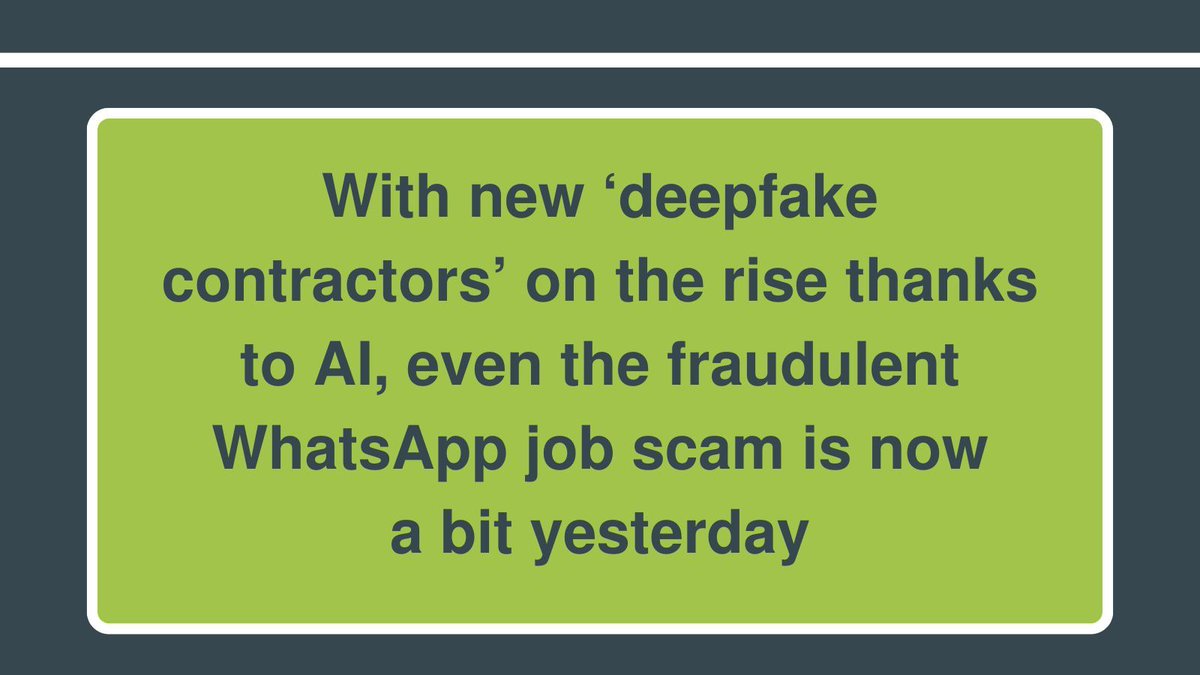 Hiring fraud is becoming endemic, triggering toolkits, red-flag systems, and digital defences to keep contractors and other job-seekers safe. Keith Rosser at @ReedScreening discusses here: buff.ly/3Q67Wj9

#contractor #whatsapp #scam
