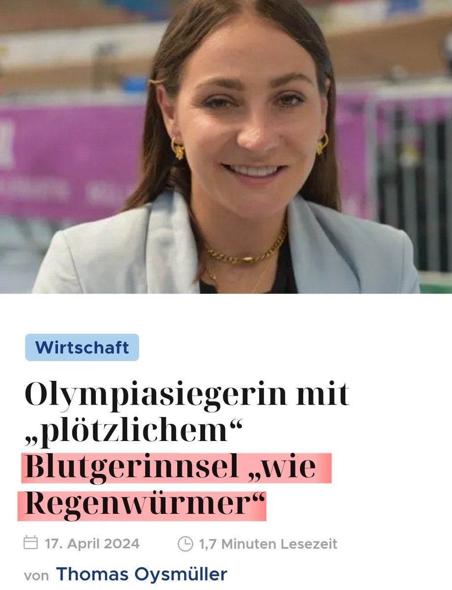 Hat hoffentlich nichts mit der Schlumpfung zu tun. Schliesslich war Frau Vogel Impfbotschafterin. #Impfung #Impfschäden❓️ tkp.at/2024/04/17/oly…