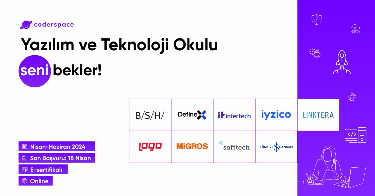 ieeehku's tweet photo. 🥁 6 hafta boyunca, her Salı &amp; Perşembe 1.5 saatlik online oturumlarla gerçekleşecek sertifikalı bu okulda, yazılım alanında öncü şirketlerin yöneticilerinden online eğitimler seni bekliyor! https://t.co/dDCT4qjR3y