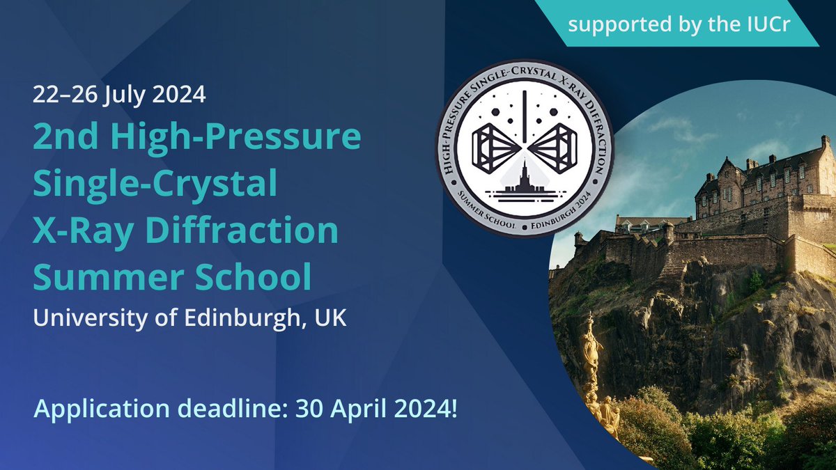 2nd High-Pressure Single-Crystal X-Ray Diffraction Summer School in Edinburgh, UK @EdinburghUni Application deadline >> 30 April 2024 Learn more and view topics here ↓ indico.ph.ed.ac.uk/event/282/