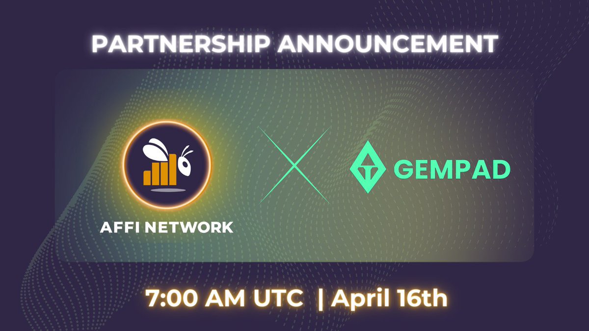 📌@Affi_Network is thrilled to announce an #IDO partnership with @TheGemPad ! 🚨Sale ends: 7:00 pm UTC, April 17th ⏰Time: 24 hours to go 🚨$AFFI 97% Sold Out on @Spores_Network with 14 hours to go! Grab yours on GemPad today! ✅Network Polygon ✅IDO Price $0.20 ✅Listing