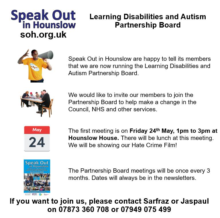 There has been a date change from April to May 😀 We are now running the Learning Disabilities and Autism Partnership Board. Come and join us. #speakout #beheard 😀