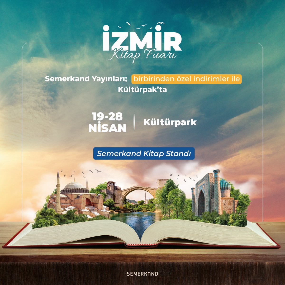 📣 Semerkand Yayınları; birbirinden özel indirimler ile İzmir KültürparkKitap Fuarı’nda. 🗓 19-28 Nisan 🚩 Kültürpark 📚 #izmir #kitapfuarı #fuar #kitapgünleri #indirim #kitap #semerkand #iyiokuriyikitapokur #semerkandkitap