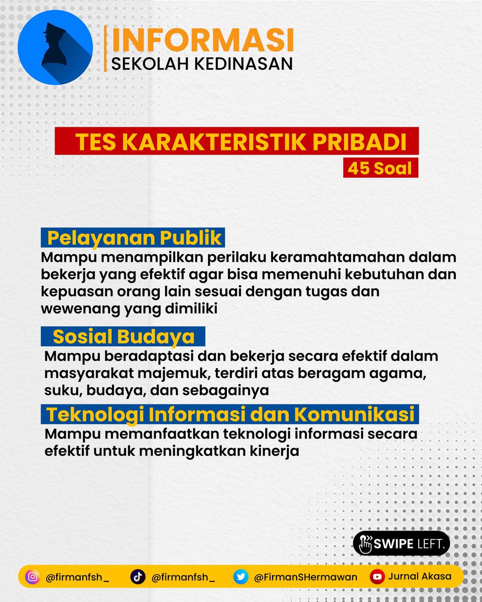FirmanSHermawan's tweet photo. Yuk pelajari Kisi-kisi Seleksi Kompetensi Dasar untuk seluruh Sekolah Kedinasan 

#jurnalakasa #sipencatar2024 #sekolahkedinasan #sipencatar https://t.co/kTrqgEzHkB