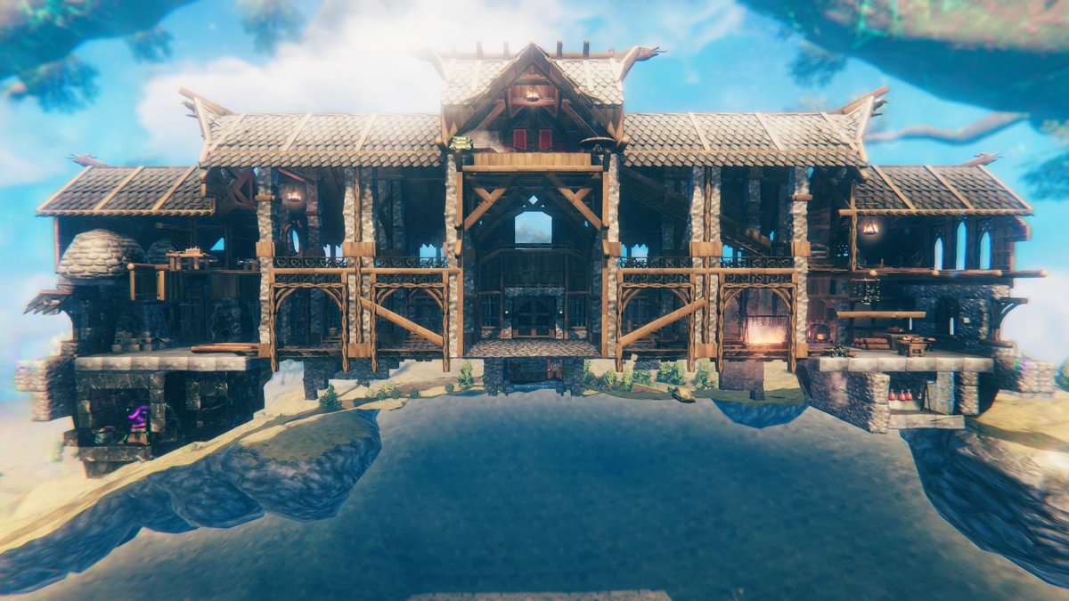 orc_wood's tweet photo. @RobinEyreArt @Valheimgame Not that unique I suppose but two of my favorites. The first being one my Wife and I built together and the second I was trying a fortress type longhouse. https://t.co/BlQXv2Itls