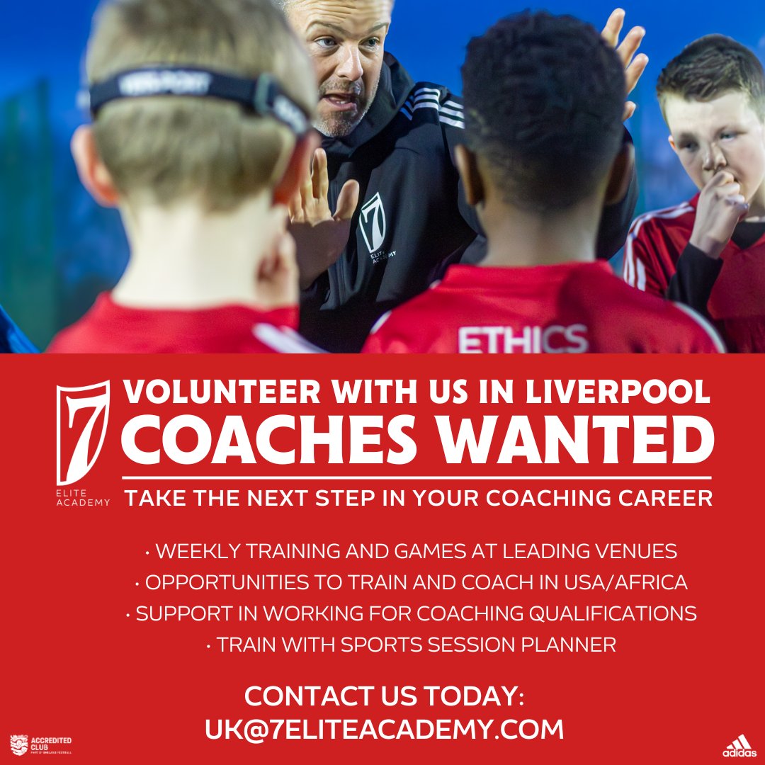 RECRUITMENT 🇬🇧🇺🇸🇹🇿 We're looking for coaches to volunteer with us at our Litherland Sports Park base 👋

Interested? Find out more 👇
uk@7eliteacademy.com

#7EliteAcademyUK | #GrassrootsFootballMerseyside | #CoachingPathway | #CoachingCareers | #PlayerDevelopment