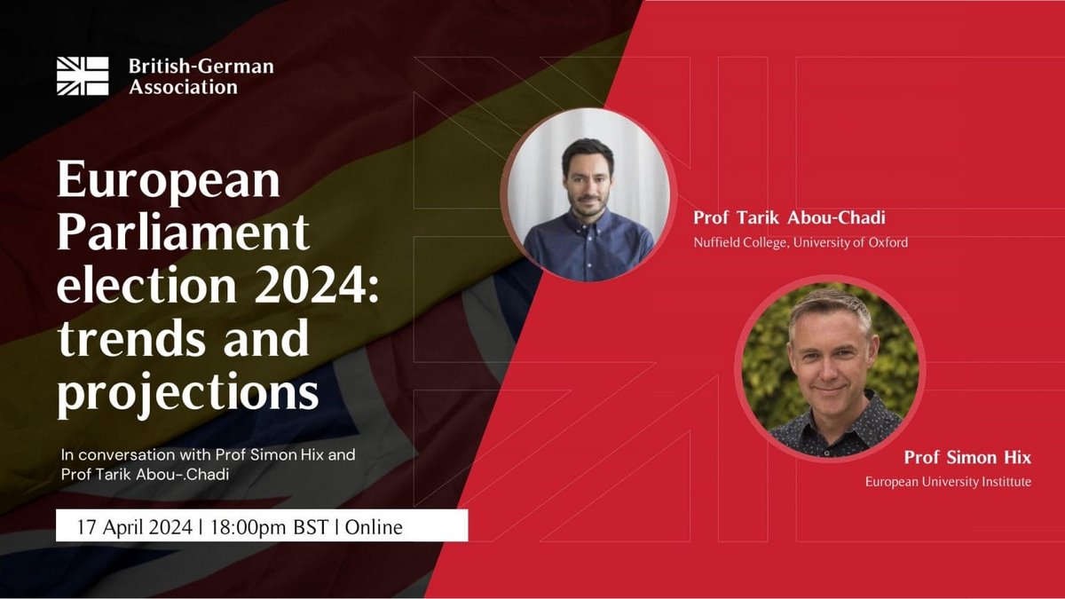 ⏰Today, online 6-7pm:  European Parliament Election 2024: Trends and Projections 🗳️

There's still time to register to hear DPIR's <a href="/tabouchadi/">Tarik Abou-Chadi</a> &amp; <a href="/simonjhix/">Simon Hix</a> (European University Institute) discussing the European Parliament election 2024🗳️

ow.ly/6vak50Rg2FA