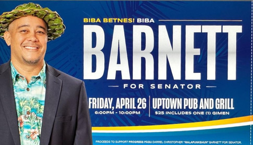 MALAFUNKSHUN's tweet photo. I’m having a fundraiser north side Yigo Uptown Grill Biba Betnes Biba Barnett Friday April 26. I’m running for one more term as your Sinadot and I’m grateful for your support. If you don’t have money for ticket let me know and I’ll get you in. I know a chelu. Si Yu’us Maåse 🙏🏽🇬🇺 https://t.co/g5kFDrZqZX