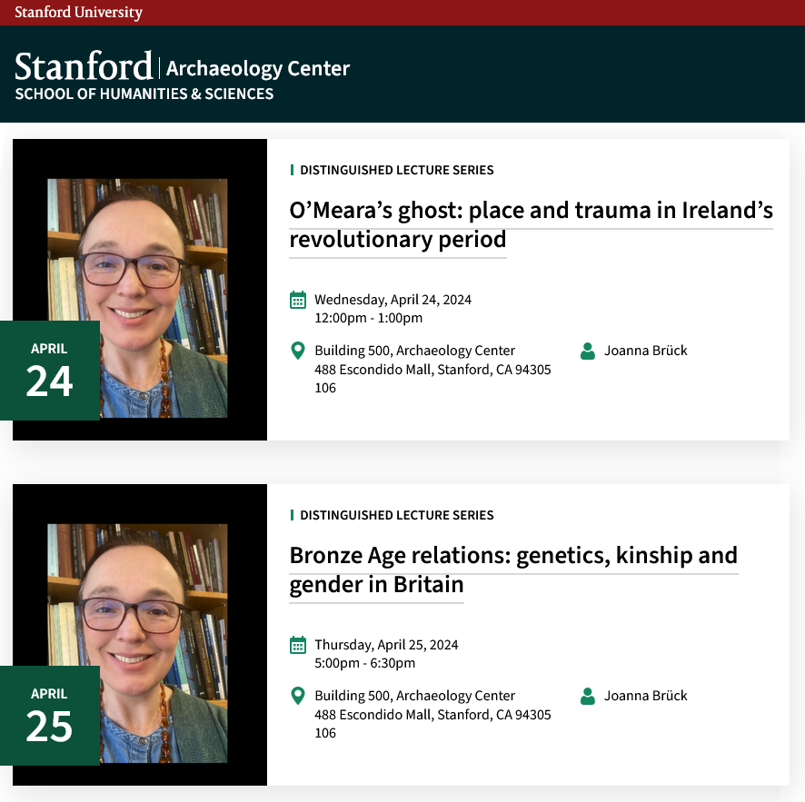 Congratulations to Prof. Joanna Brück, @ucdarchaeology who will deliver a Distinguished Lecture on Bronze Age relations in Britain and a Lunch Club Seminar on Ireland’s revolutionary period to the @StanfordArch. twitter.com/ansoc_erc?lang… ucd.ie/archaeology/re… #LoveIrishResearch