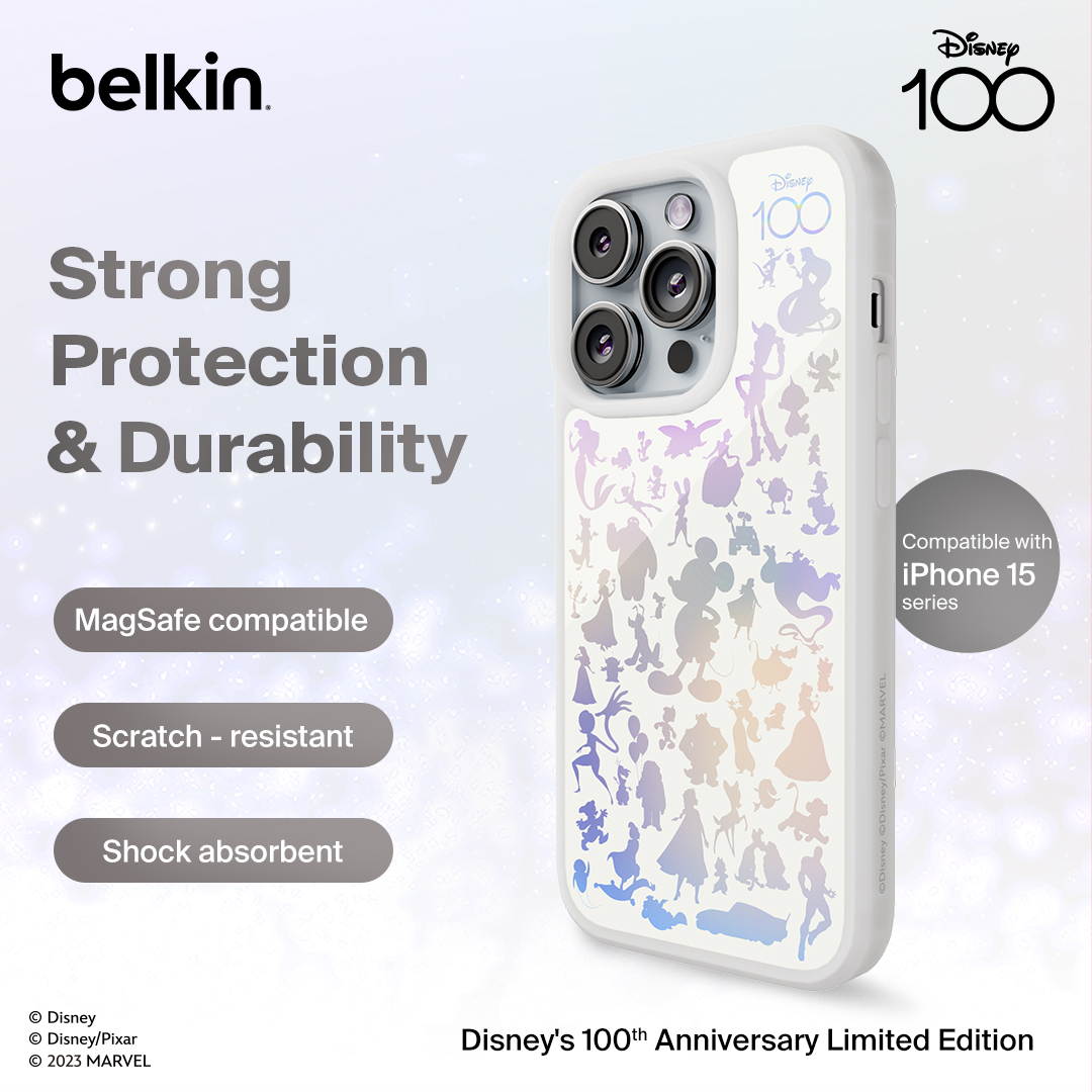 Relive the nostalgia of your first Disney movie with the Belkin Disney edition iPhone 14 Pro Magnetic MagSafe compatible case. The sleek phone case keeps your ports and buttons accessible and lets you charge wirelessly.

#disney #disneymerchandise #iphoneaccessories #belkin