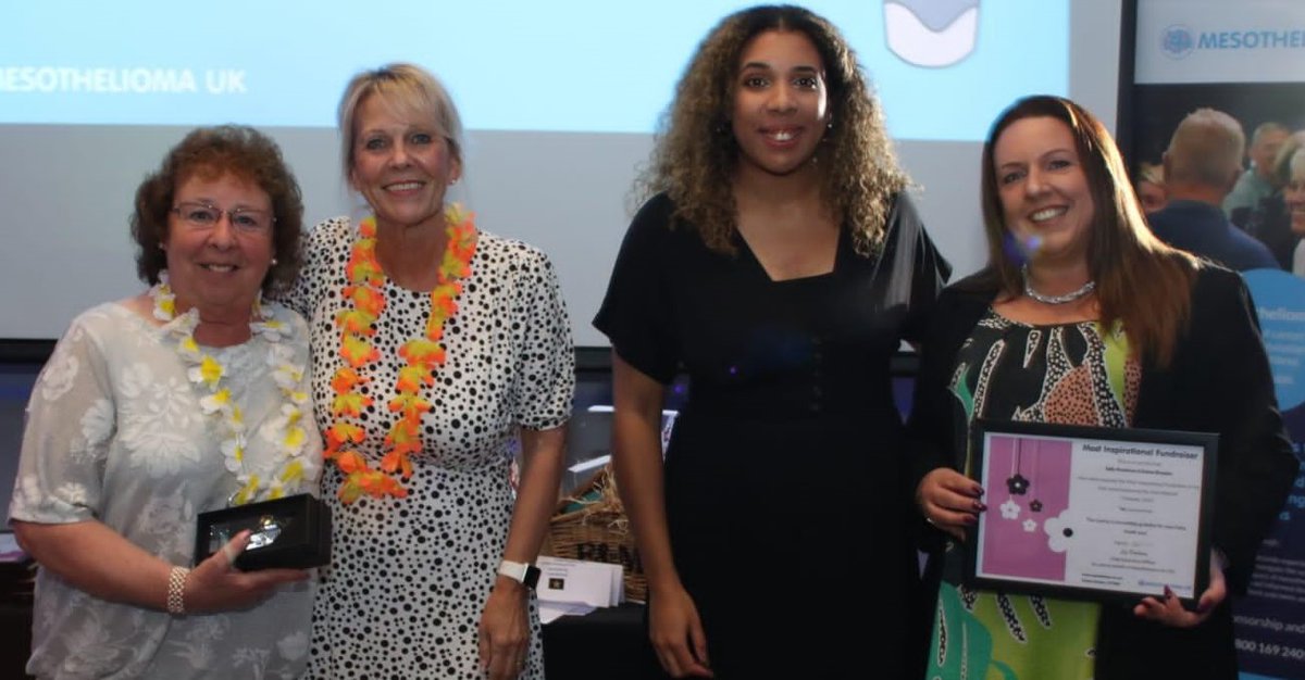 In Oct 23, Sally Anne Reedman - a member of our Butterfly Group - and her daughter Emma received the ‘Most Inspirational Fundraisers’ award from @MesoUK. Sally Anne is pictured below left, and Emma right, at the awards ceremony in Brighton. More at asbestossupportce.org/2024/04/17/and…