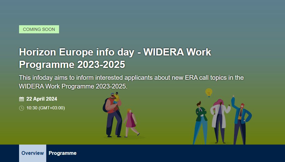 📢 Widening participation and strengthening the European Research Area: WIDERA Info Day 📆 22 April, 2024 (10:00-12:30 CET) 📍 Venue and details: cutt.ly/cw74Oql9