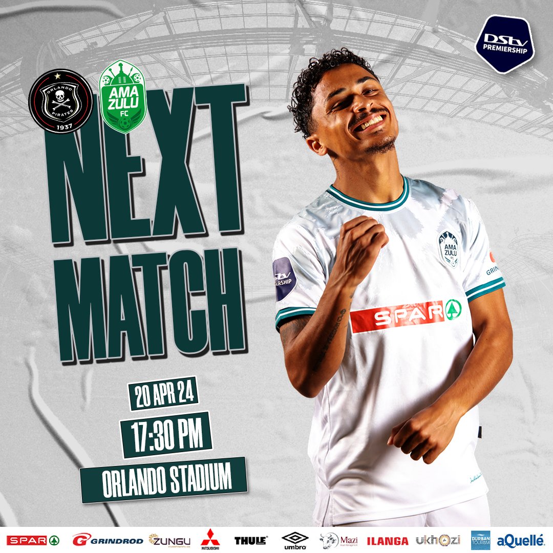 🟢 NEXT MATCH • #DStvPremiership 🏆

🆚 @orlandopirates 
📍 Orlando Stadium
📅 Saturday, 20 April
🕑 17:30
📺 SS PSL (Channel 202)​

#Indlulamithi
#HebeUsuthu
#UsuthuTogether