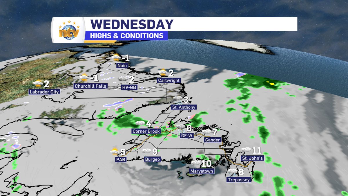Good Wednesday morning, folks! #nlwx The weather across the Province will be a bit unsettled today. On the Island, we are seeing rain showers this morning in the east. Those will become more scattered as the day progresses. Areas of central and northwestern Newfoundland will…