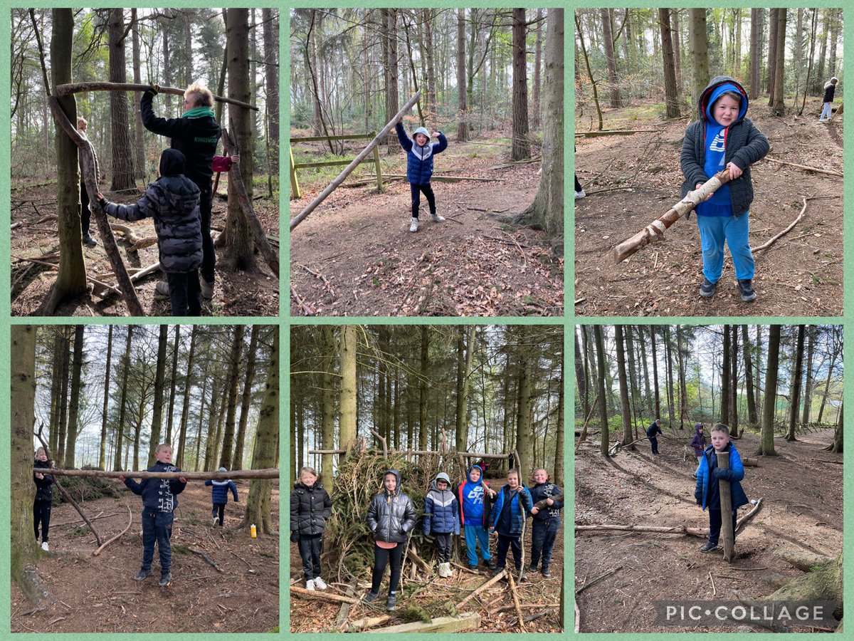 Shelter building in the forest this morning. Great teamwork by these two fantastic groups of children. #aiminghigh #determination 🧗‍♀️🤺🌳🪵