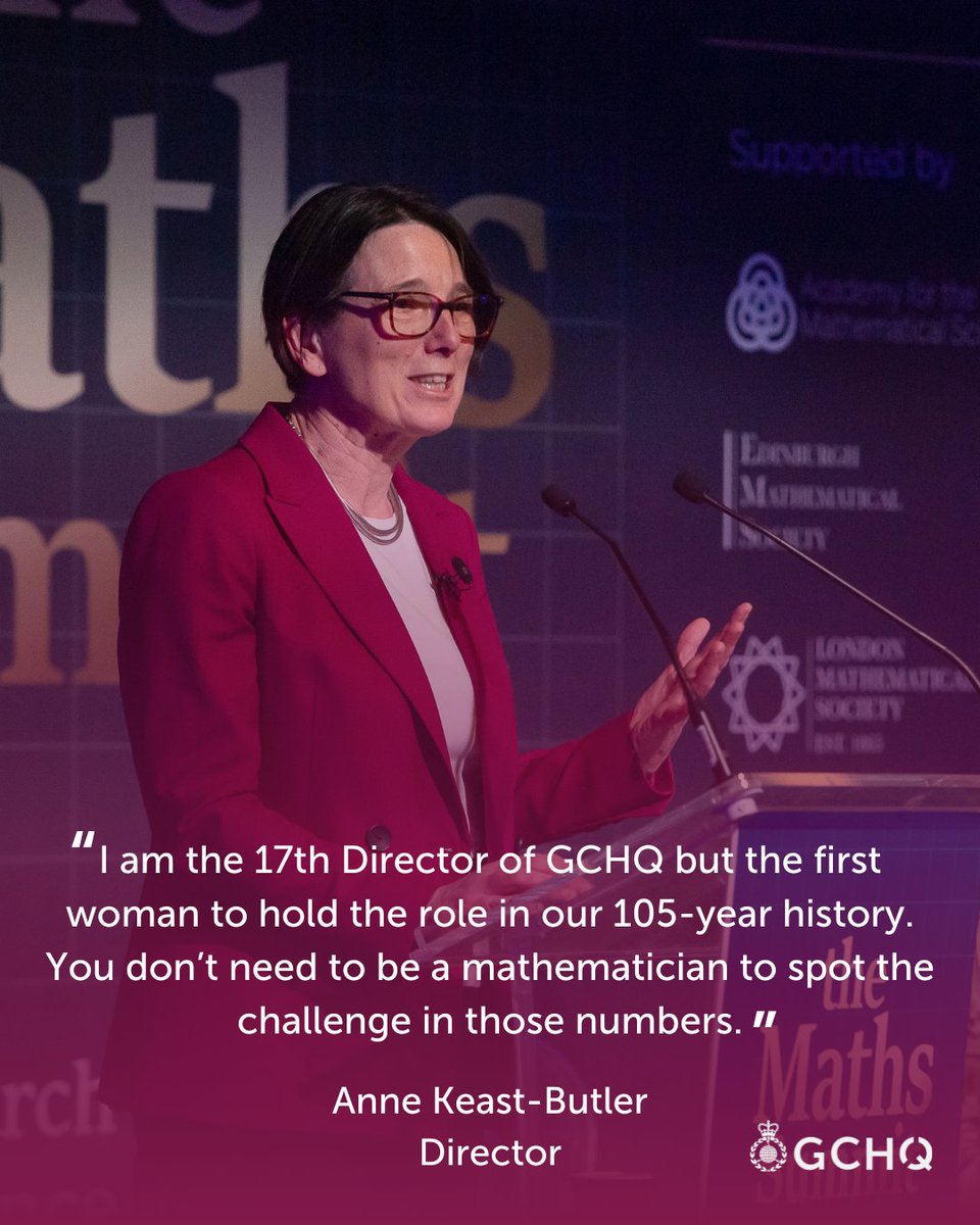 Director GCHQ Anne Keast-Butler recently spoke at the #MathsSummit at the @ScienceMuseum,  highlighting the important role mathematics plays in UK national security and her commitment to inspiring more women to consider careers in STEM.