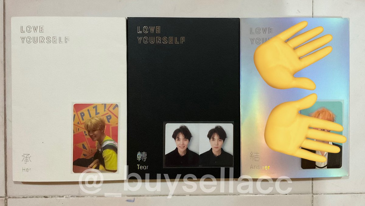_buysellacc's tweet photo. อัพเดทค่ะ
lys her ver. E การ์ด jm จีมิน
lys tear ver. R การ์ด sg ยุนกิ ขาดที่คั่น

⭐️บั้มละ 290 รวมส่ง
ขอดูรูปเพิ่มเติมได้ค่ะ
#ตลาดนัดบังทัน #ตลาดนัดbts #ปล่อยของสะสมบังทัน #ปล่อยของสะสมbts https://t.co/sax6pSPBzf