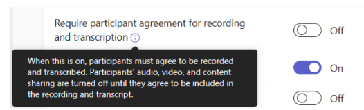 you can now enable an explicit policy in #MicrosoftTeams to consent recording AND transcription #Copilot Participants who do not consent cannot unmute, turn on their camera, or share content during the meeting learn.microsoft.com/microsoftteams…