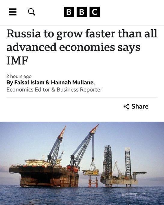 Der IWF korrigiert die Prognose des Wirtschaftswachstum in #Russland für das laufende Jahr nach oben: +3,6%. Damit wird Russland stärker wachsen als alle, die es sanktionieren. Für #Deutschland wird die Prognose nach unten korrigiert: +0,2%.