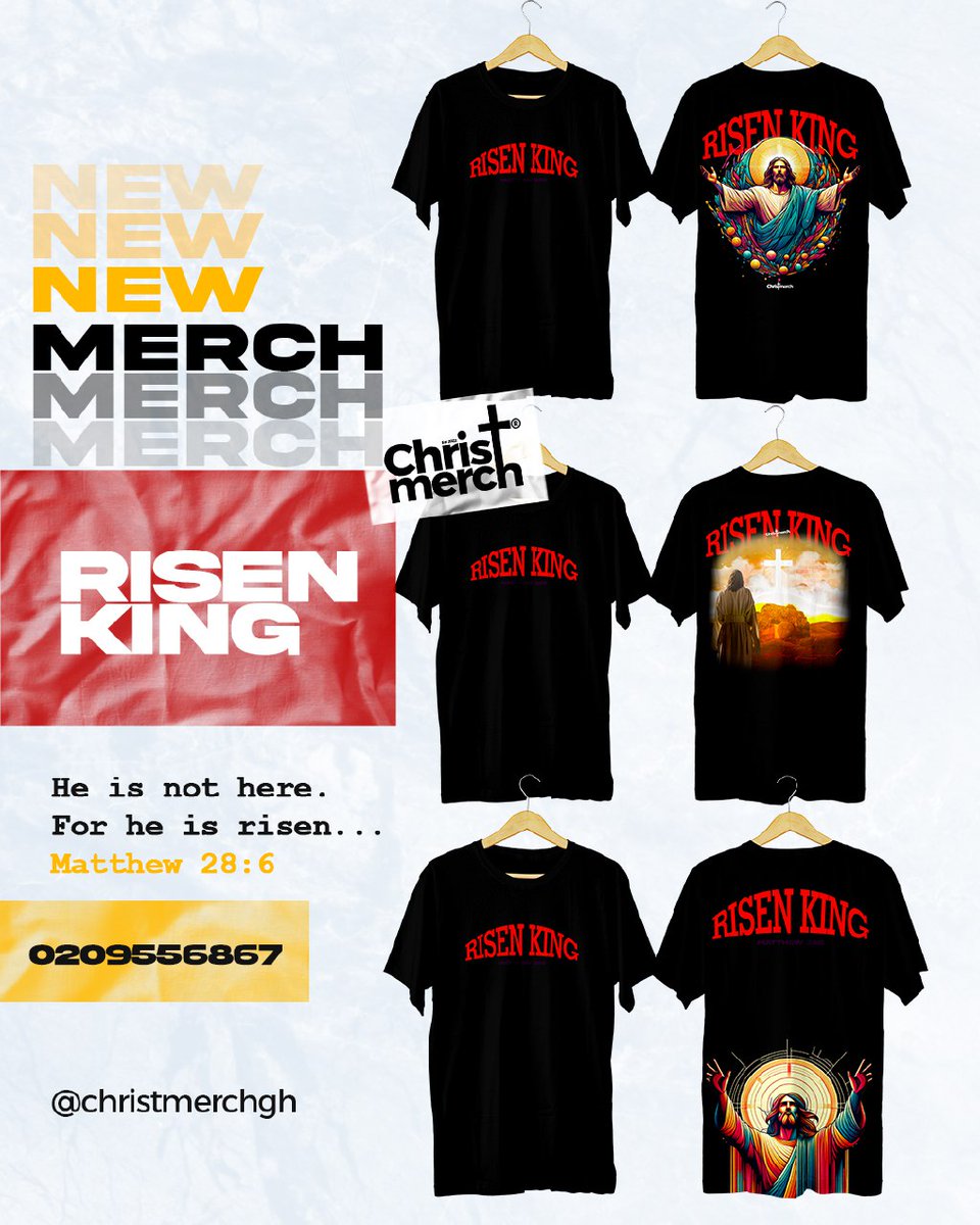 ChristMerchgh's tweet photo. New Merch!
Get yours today!
@GH¢100 

https://t.co/u93RXk20yx https://t.co/t61nsYMte6