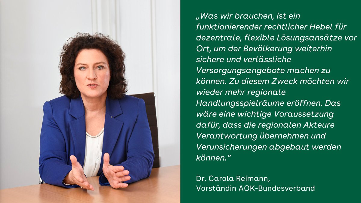 In unserem Gesundheitssystem gibt es starre sektorale Regelungen & zentralistische Vorgaben. Wie es mit dem Konzept einer 'regionalen sektorenunabhängigen Versorgung' besser werden kann, zeigt ein aktuelles #AOK-Positionspapier. #Gesundheitsregionen #GVSG aok.de/pp/bv/pm/2024/…