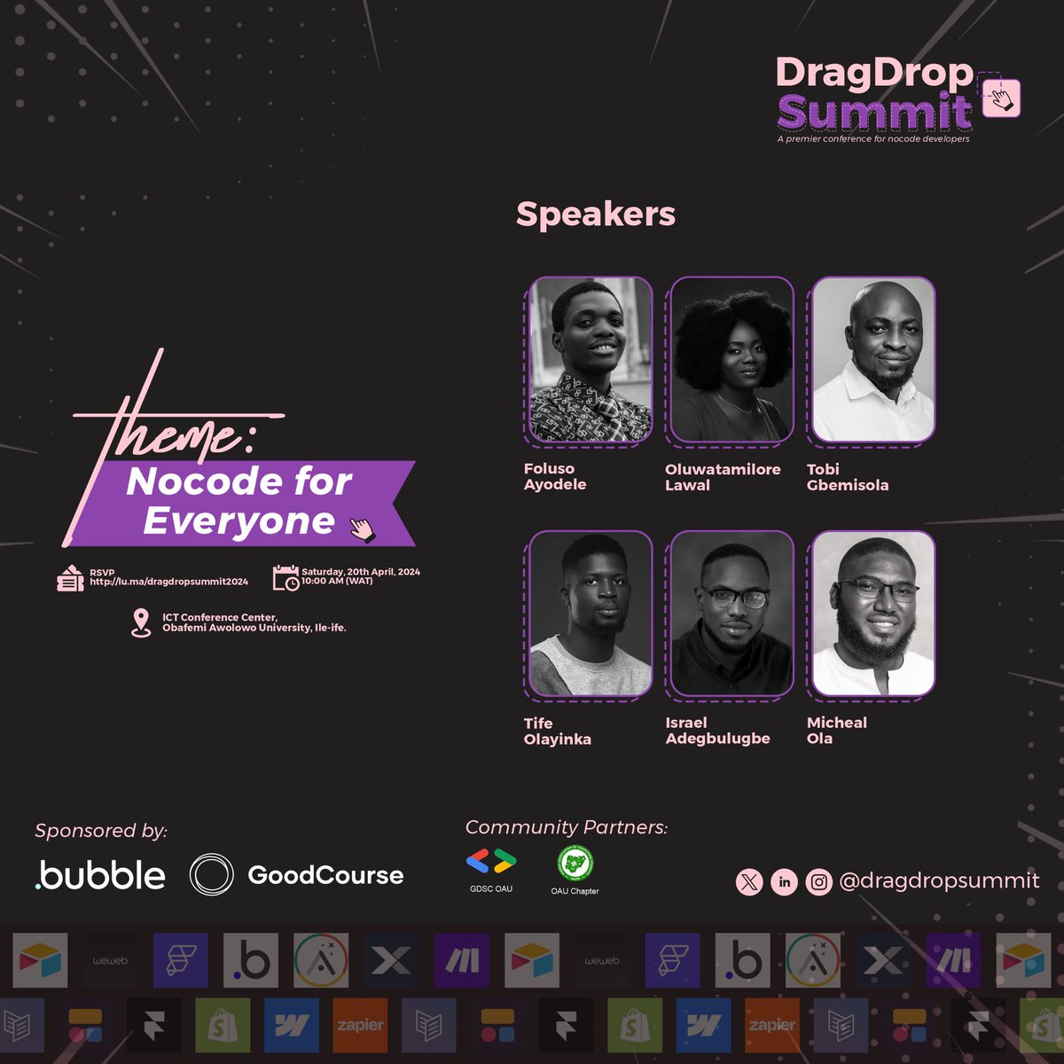 tife_olayinka's tweet photo. 3 days to go for the DragDrop Summit 2024, holding at @OAUniversity 

I’ll be speaking at the event and definitely can't wait to see you 

If you've not registered🔗; https://t.co/u6C6pGsnv1…

#DragDropsummit2024
#Nocode https://t.co/CaYpBJ5QLy