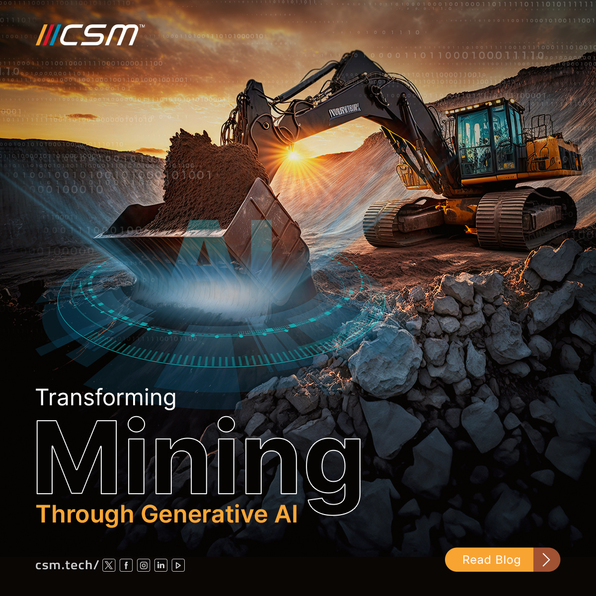 Generative AI is reshaping the mining landscape. 

👉Read Blog: bit.ly/4aX1nHx 

#CSMTech #GenerativeAI #ArtificialIntelligence #Mining #SmartMIning