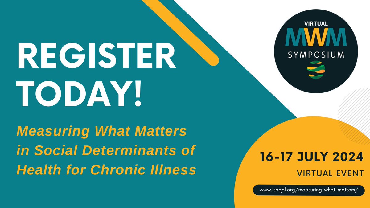 Register today for the 2024 #MWMsymposium! This year's symposium focuses on associations among #SDoH, #ChronicDisease and health outcomes, including #HRQL.

Learn more at ow.ly/ZFi750RbG4C.