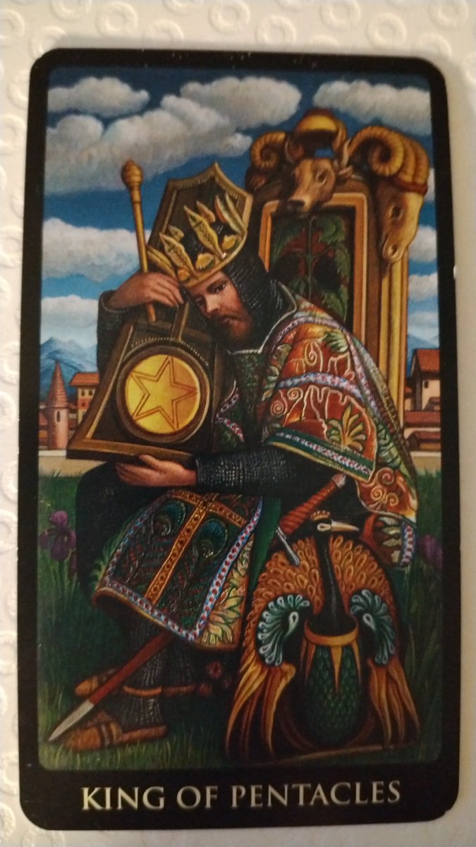 #tcotd King of Pentacles. A savvy businessman and excellent mentor, this man is not great - he loves to uplift others and help them out. You are blessed if you have a K of P in your life. #preraphelitetarot