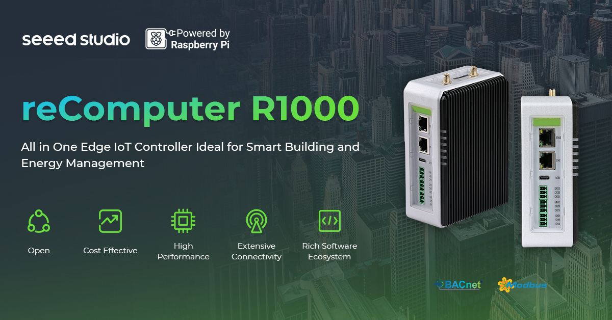 👏Wanna get a sneak peek at reComputer R1000, our new member of #reComputer series? Powered by #Raspberrypi, it's an affordable and open-source edge controller with extensive connectivity and powerful #IoT capabilities, perfect for smart buildings and energy management.
