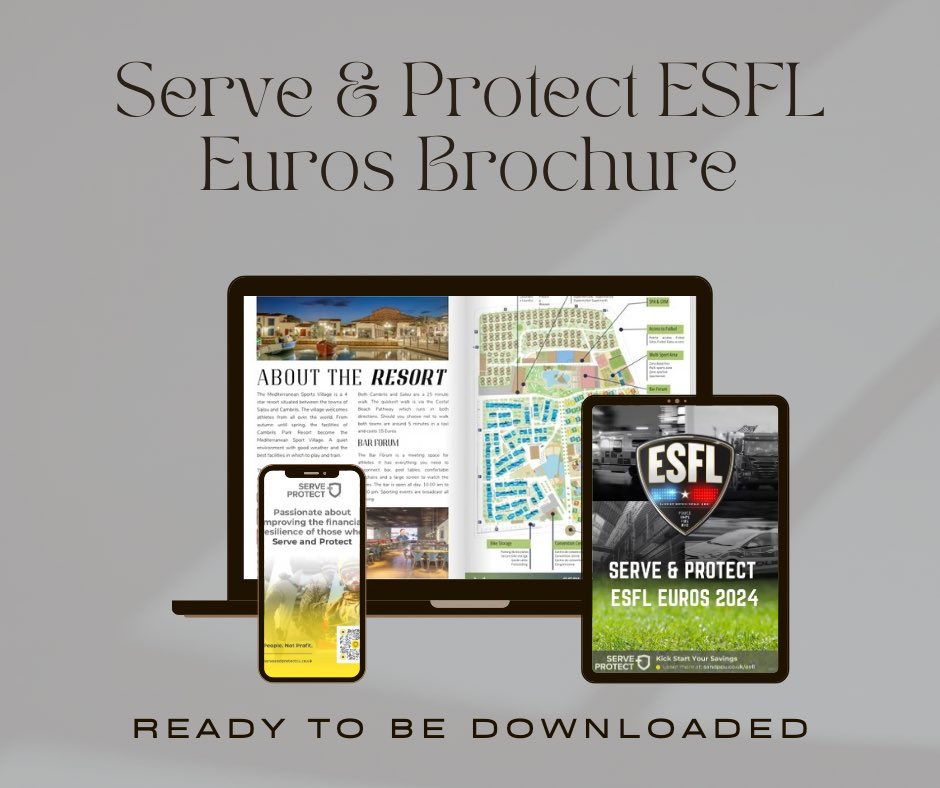 ESFL20's tweet image. With less than four days until the @serveandprotect ESFL Euros 2024 gets underway we are excited to share the event brochure. 🏆⚽️🍻🇪🇸

Click the link below &amp;amp; you will be directed to our website where you can download the brochure. 👇

esfl.co.uk/serve-protect-…
