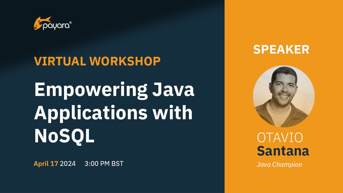 Just a few more hours before our webinar 'Empowering Java Applications with NoSQL: A Hands-On Workshop' starts!
Join us as we discuss with @otaviojava how #NoSQL databases can advance your #JavaApplications: tinyurl.com/3zax6f96
 #JavaDeveloper #FreeWorkshop #TechWebinar