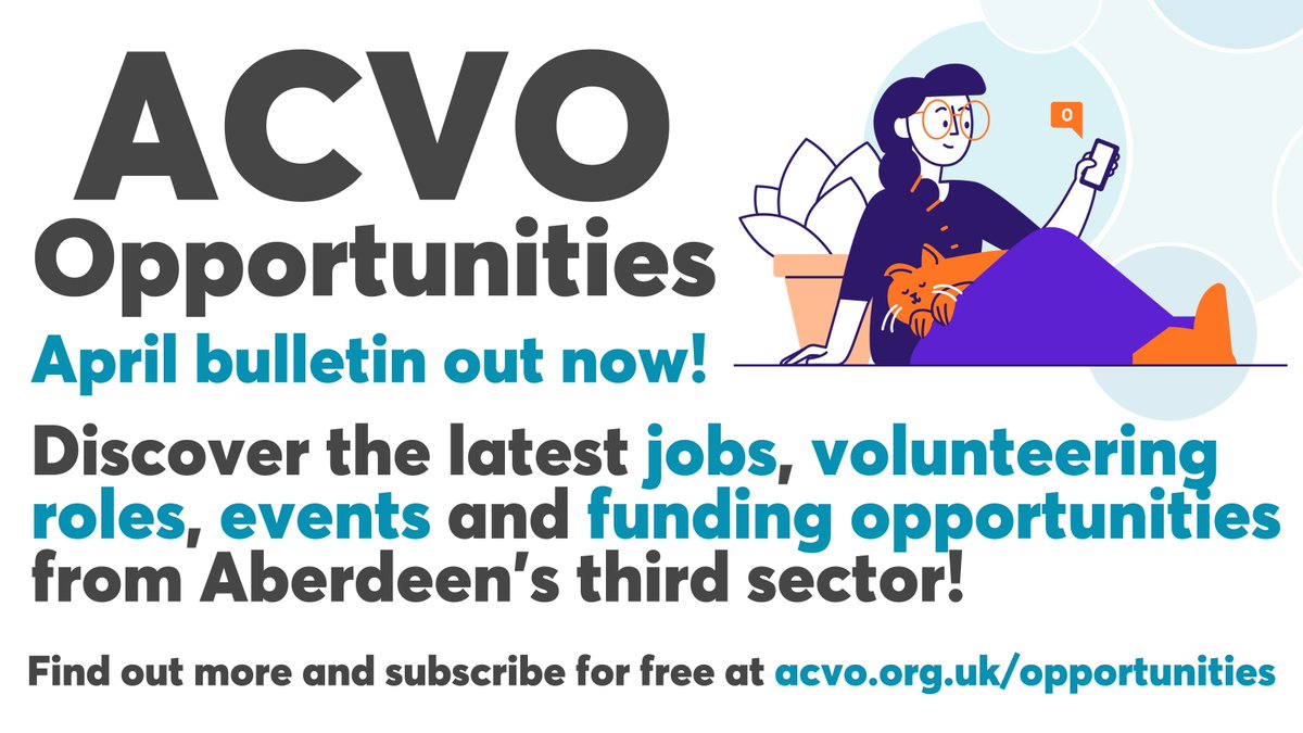 🗞️ The April ACVO Opportunities Bulletin is out now, subscribers check your inbox or read via the link below! 🔎 The latest from #Aberdeen's third sector including... 💷 Funding opportunities 🖐️Volunteer roles 💼 Vacancies 🎟️ Community events 🔗 bit.ly/acvo-opps-apr24