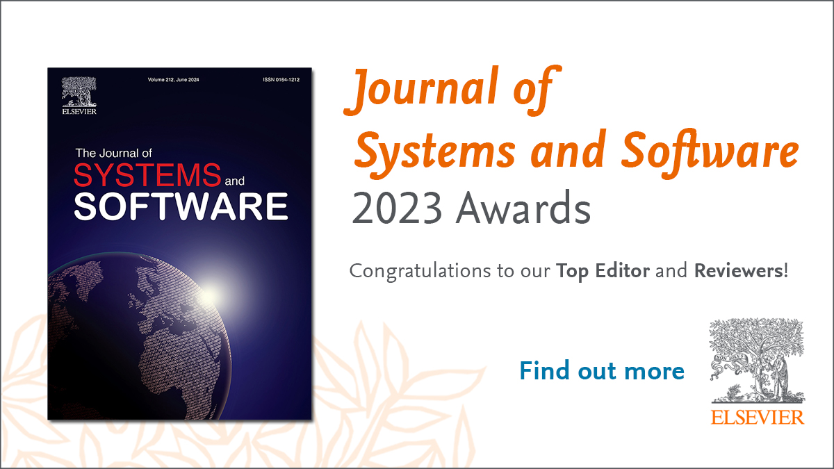 Journal of Systems and Software would like to congratulate the Top #Editor and Top #Reviewers of 2023! The hard work they put into the journal is greatly appreciated. Find out more: spkl.io/60174Ft0x @JSSoftware